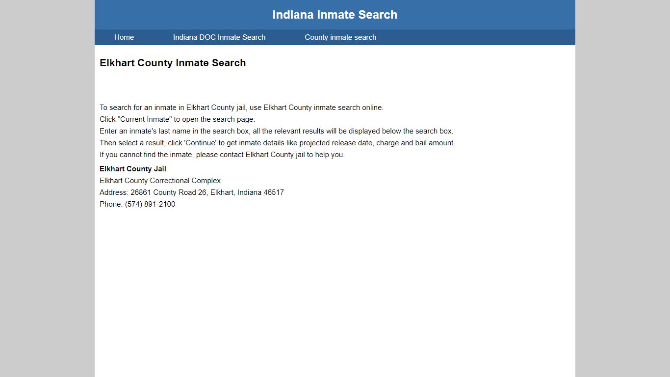 Elkhart County Jail Inmate Search - Indiana Inmate Search