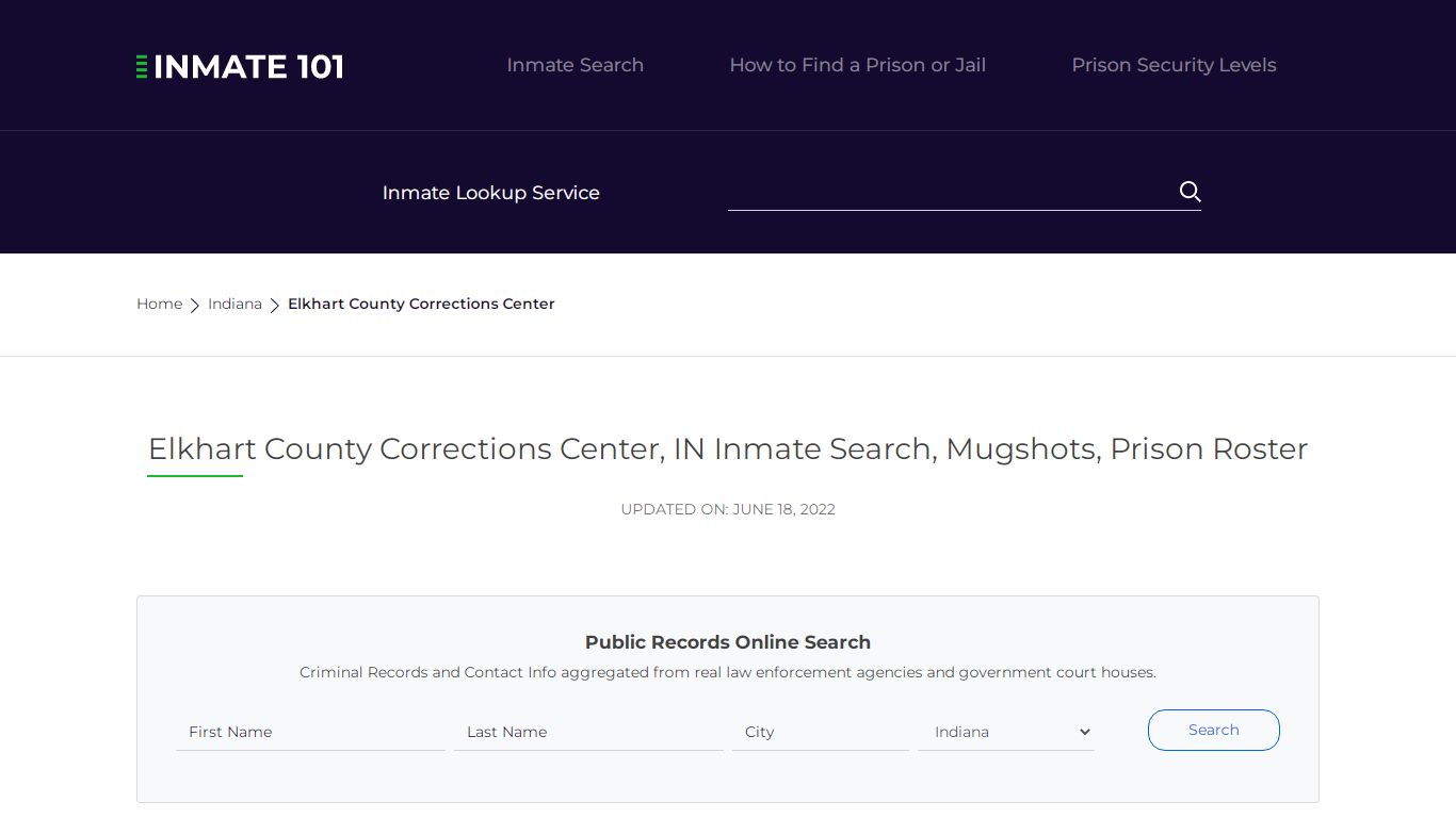 Elkhart County Corrections Center, IN Inmate Search ...